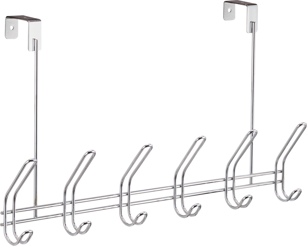 Over the Door Rack - 6 Hooks - Chrome