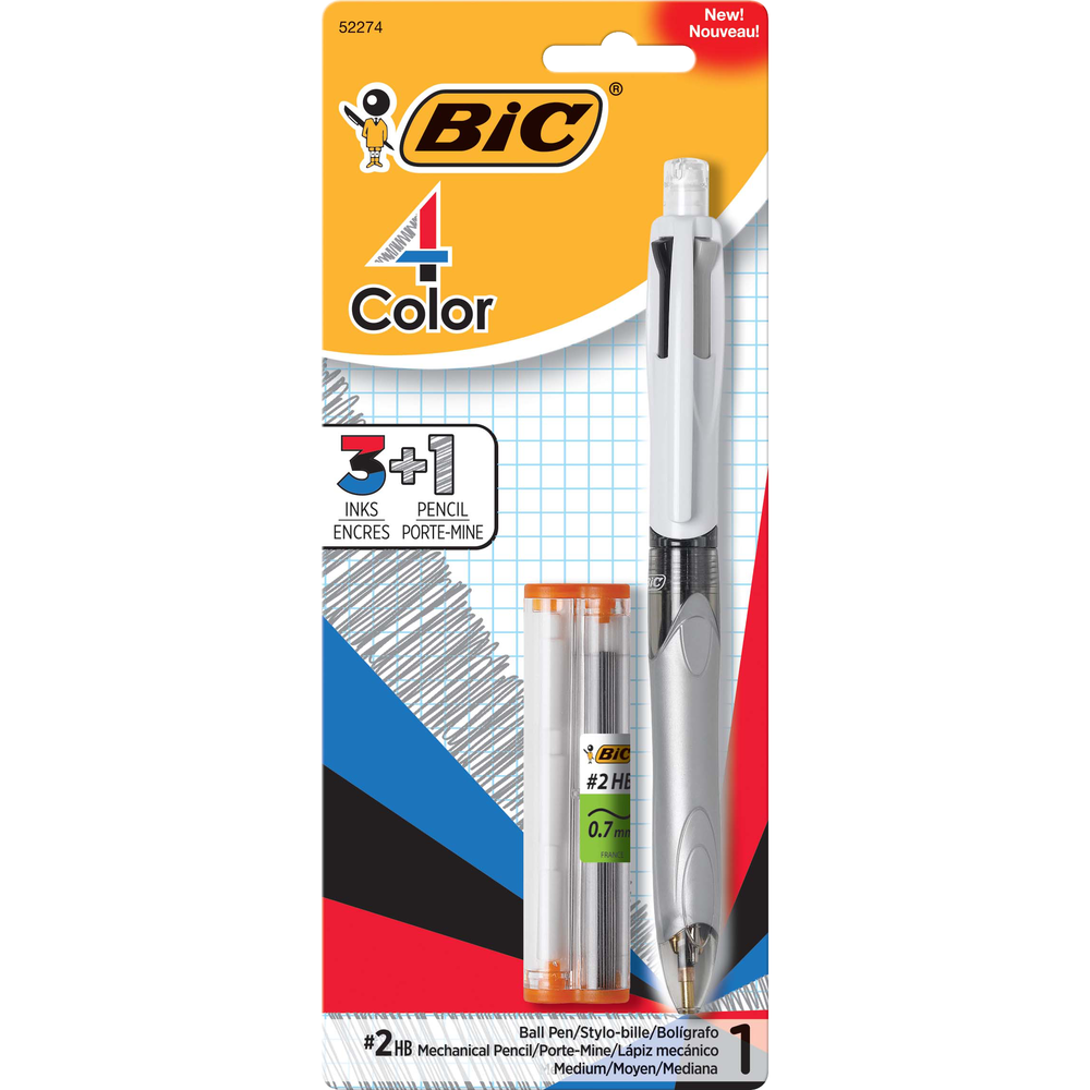 Pen: BIC 4-Color 3-in-1 Retractable Ballpoint Pen w/Mechanical Pencil