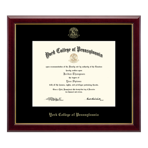 DIPLOMA FRAME GALLERY MOULDING WITH CHERRY FINISH WITH EMBOSSED SEAL OF YORK COL