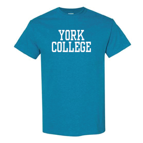 GILDAN S/S T-SHIRT W/YORK OVER COLLEGE IN BLOCK LETTERS ON FRONT CHEST