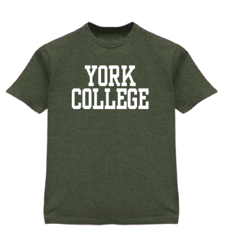 GILDAN S/S T-SHIRT W/YORK OVER COLLEGE IN BLOCK LETTERS ON FRONT CHEST