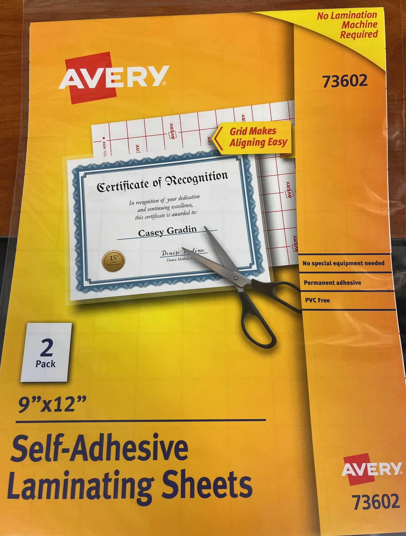 Self-Adhesive Laminating Sheet - Clear - 9x12 - 2 Pack