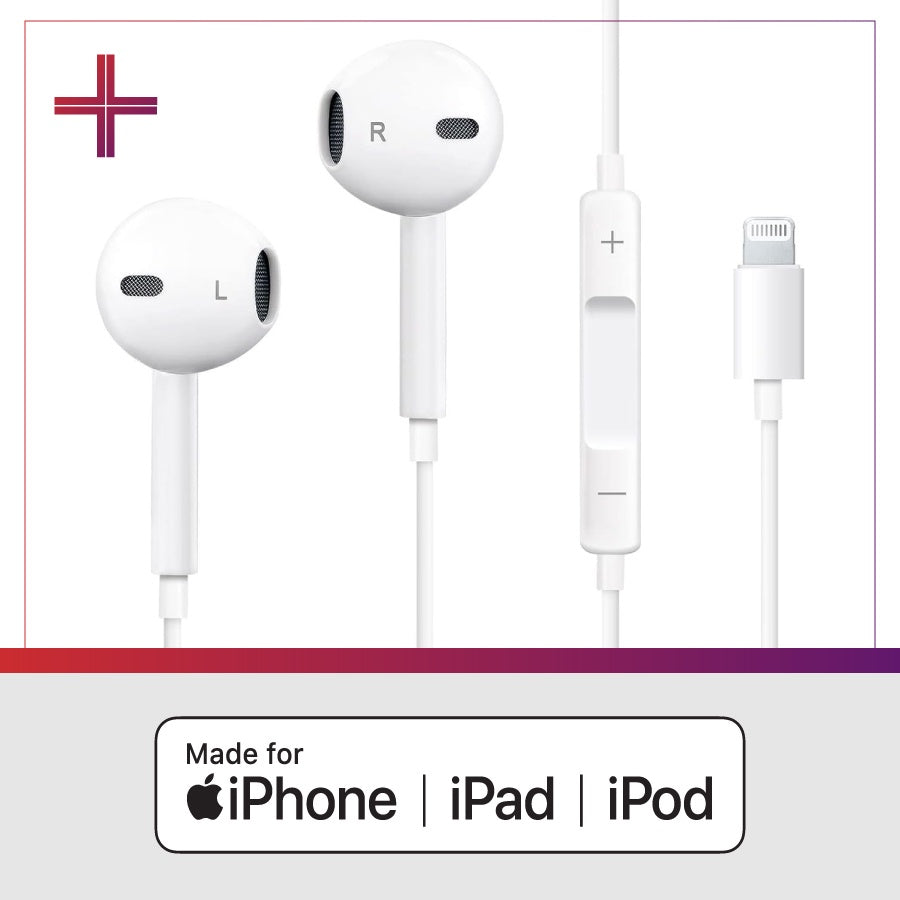 Lightning Earbuds with Remote & Mic – White