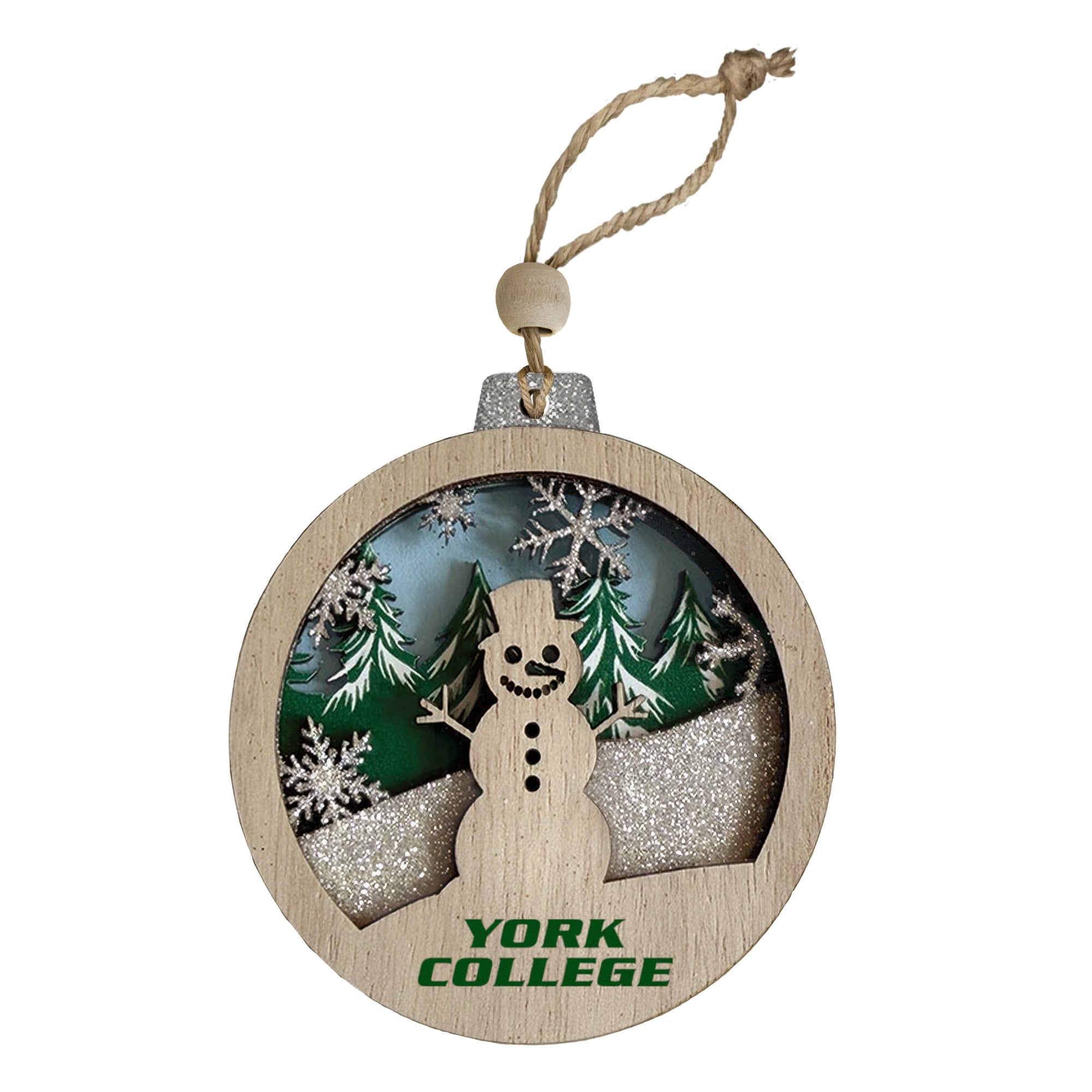 Ornament: Wooden Round Snowman - 2.75"
