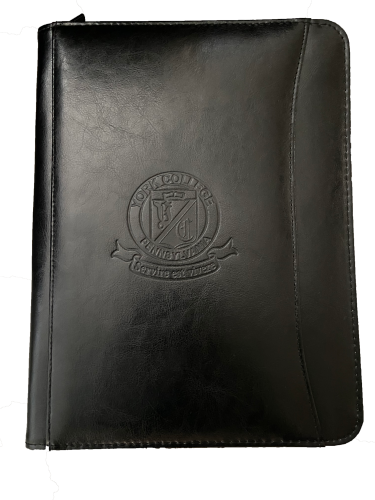 PADFOLIO, LEATHER WITH YORK COLLEGE DEBOSSED