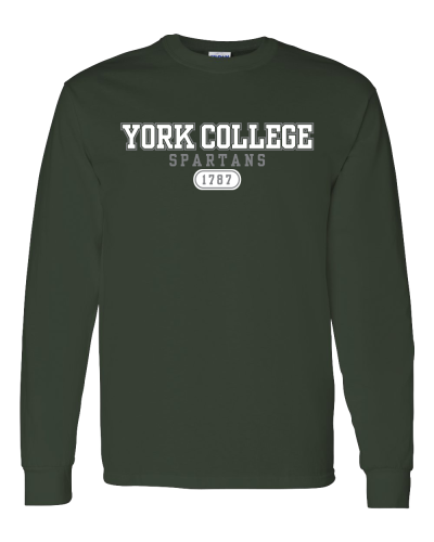 GILDAN L/S T-SHIRT WITH YORK COLLEGE OVER SPARTANS OVER 1787