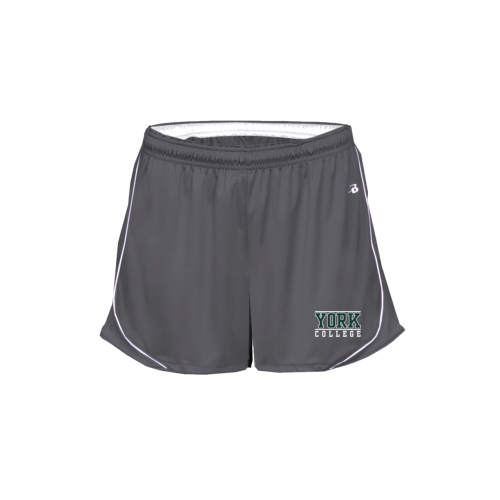 BADGER WOMENS SHORT 3"  PACER WITH YORK COLLEGE