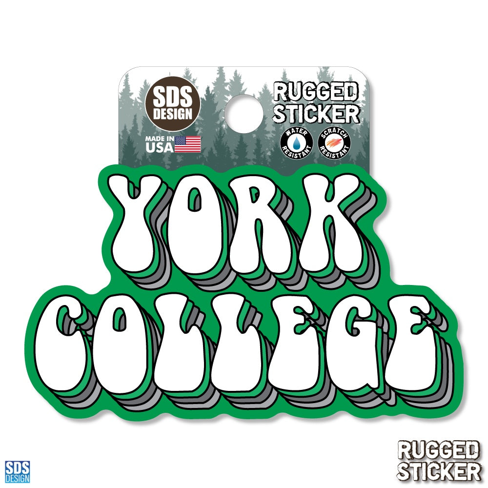 Sticker: Rugged York College Stacked Bubble - 5"