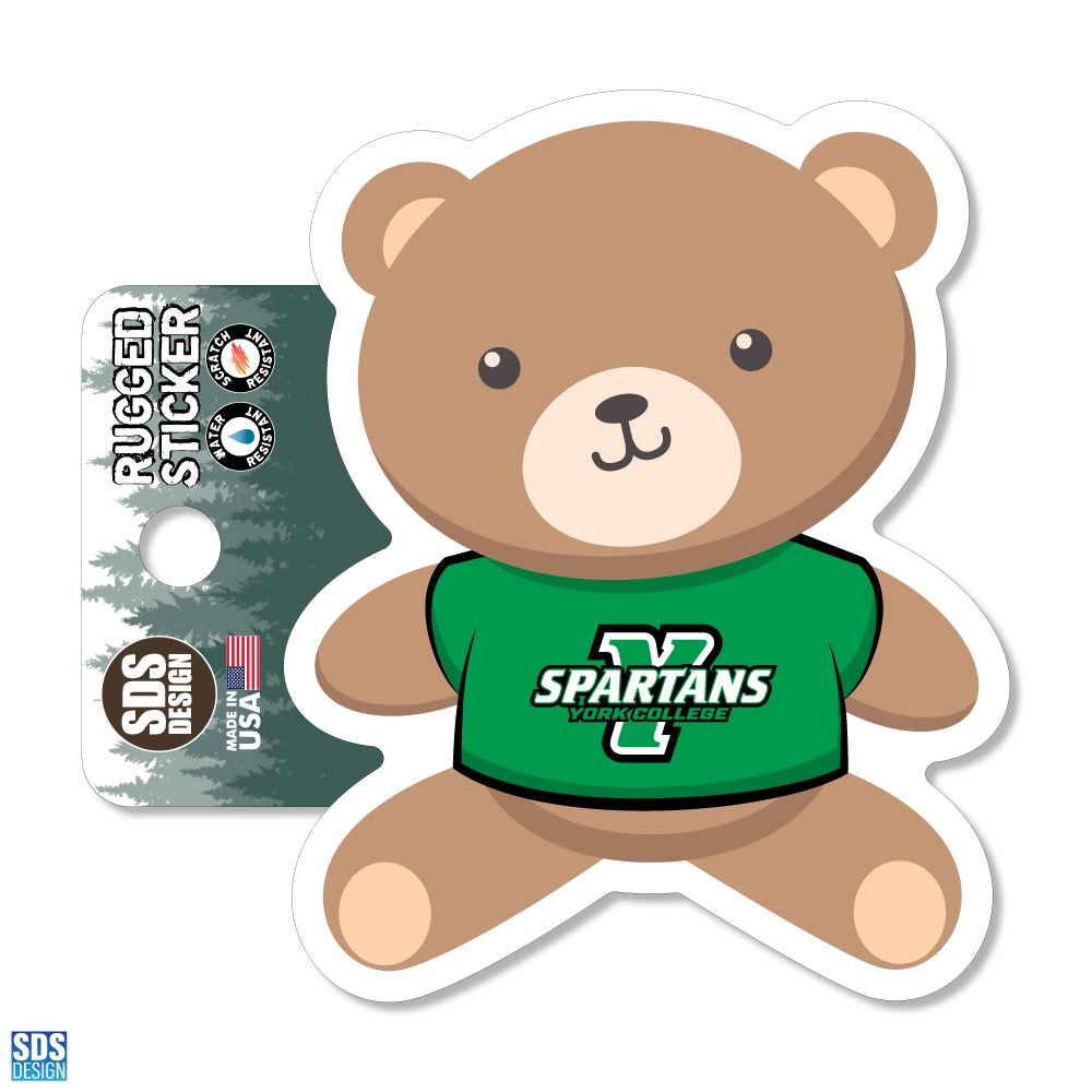 Sticker: Rugged York College Bear - 3.5"