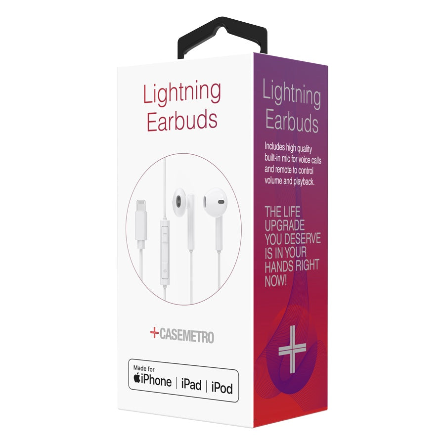 Lightning Earbuds with Remote & Mic – White