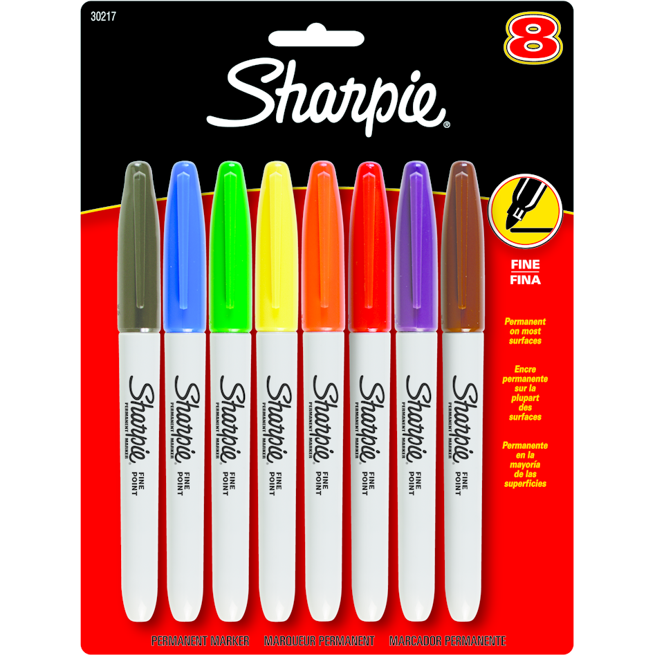 Marker: Sharpie Permanent Marker - Asst Fine 8Pk