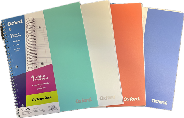 Notebook: 1 Subject - 11x8.5 - 100 Sheets