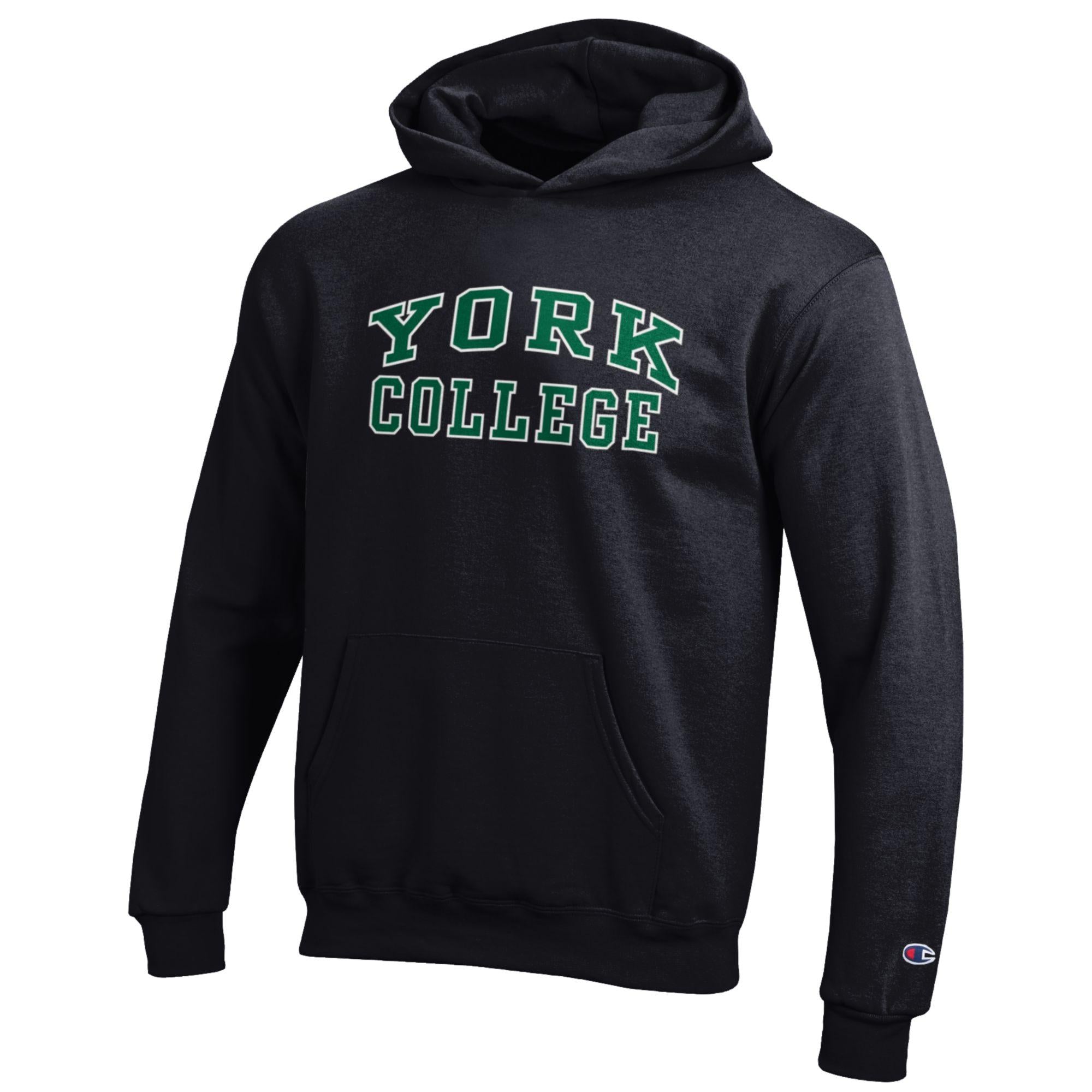 CHAMPION YOUTH HOODED SWEATSHIRT WITH YORK OVER COLLEGE