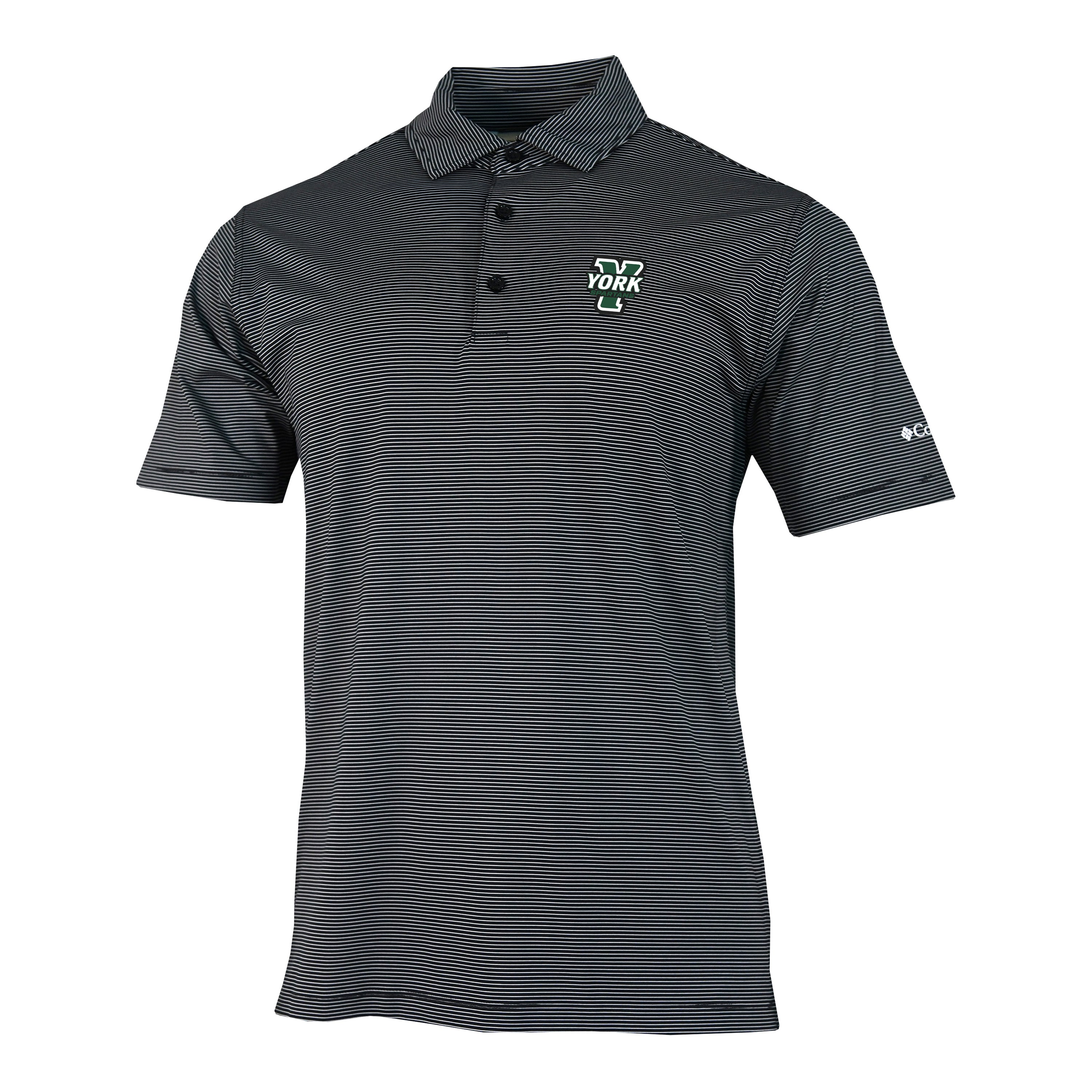 COLUMBIA STRIPED YORK COLLEGE DOUBLE HIT POLO