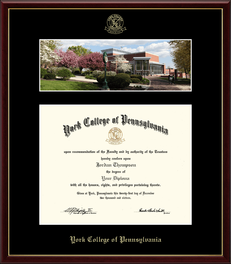 DIPLOMA FRAME PANORAMIC FRAME WITH YORK COLLEGE OF PENNSYLVANIA EMBOSSED SEAL