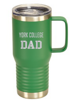 TRAVEL TUMBLER, YORK COLLEGE DAD GREEN