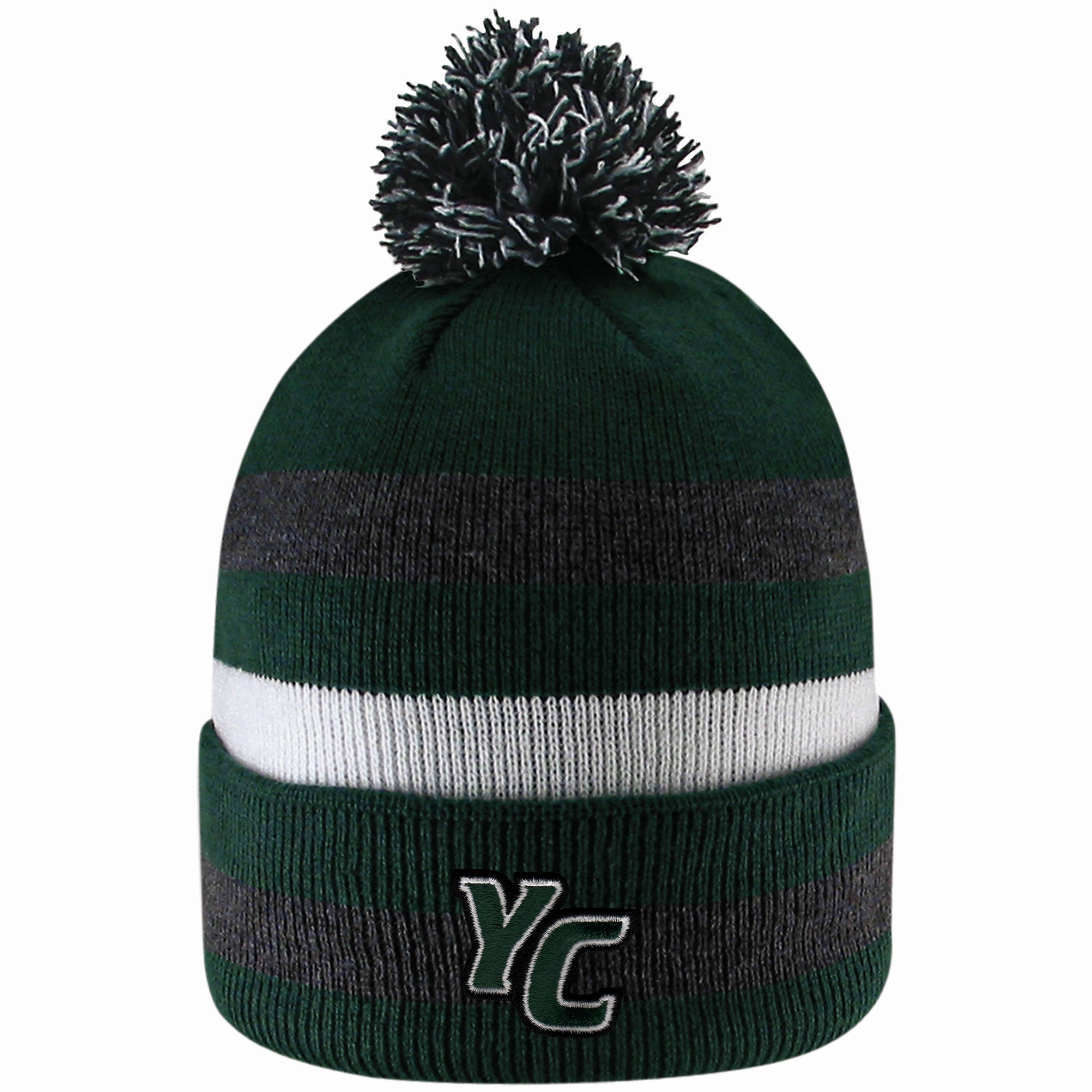 LOGOFIT KNIT CUFFED HAT STRIPED WITH POM PRIMETIME